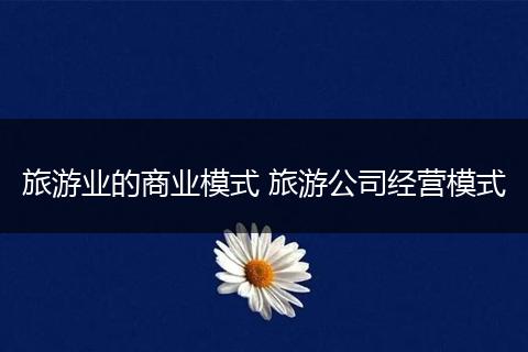 旅游业的商业模式 旅游公司经营模式