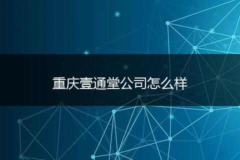 重庆壹通堂公司怎么样