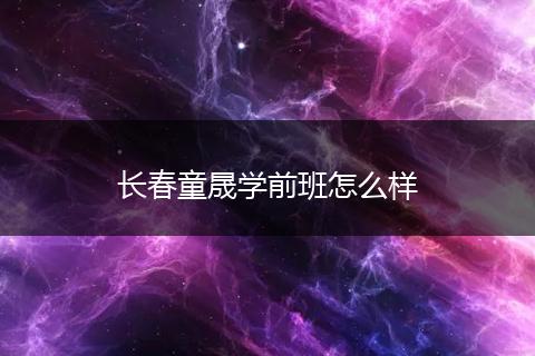 长春童晟学前班怎么样