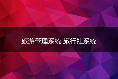旅游管理系统 旅行社系统