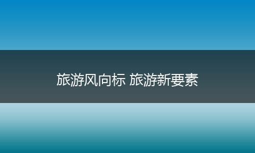 旅游风向标 旅游新要素