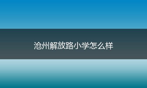 沧州解放路小学怎么样