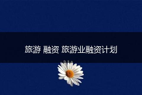 旅游 融资 旅游业融资计划