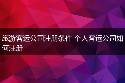 旅游客运公司注册条件 个人客运公司如何注册