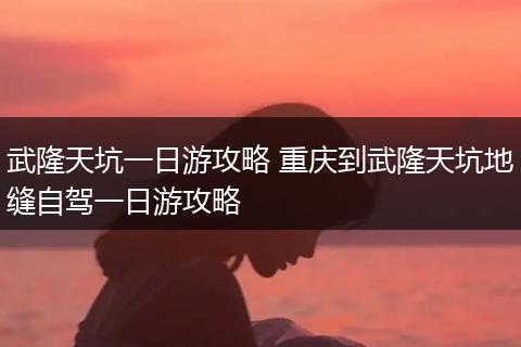 武隆天坑一日游攻略 重庆到武隆天坑地缝自驾一日游攻略