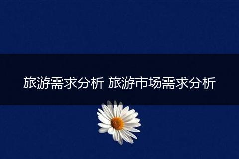 旅游需求分析 旅游市场需求分析