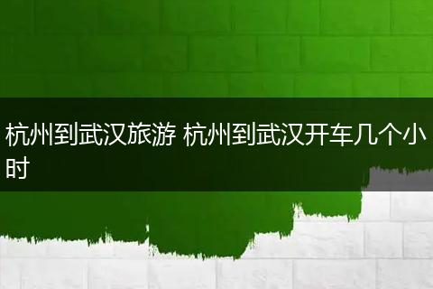 杭州到武汉旅游 杭州到武汉开车几个小时