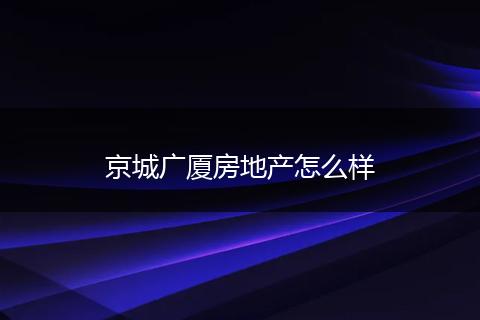 京城广厦房地产怎么样