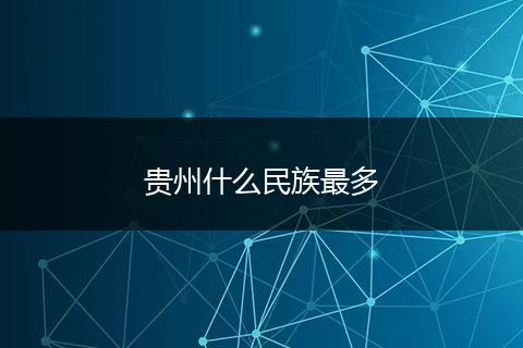 贵州什么民族最多