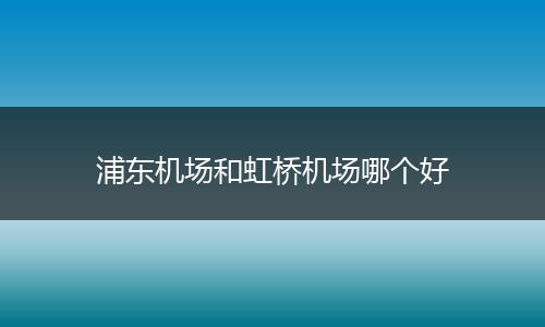 浦东机场和虹桥机场哪个好