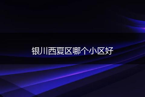 银川西夏区哪个小区好