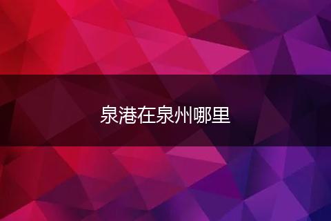 泉港在泉州哪里