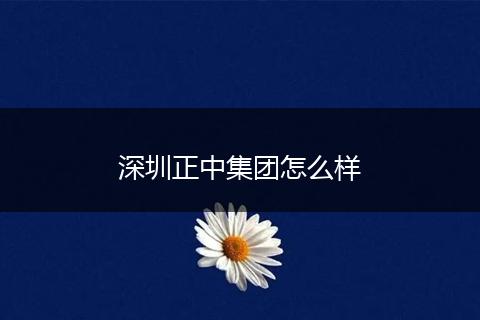 深圳正中集团怎么样