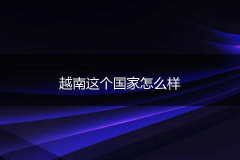 越南这个国家怎么样