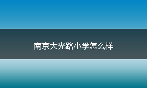 南京大光路小学怎么样