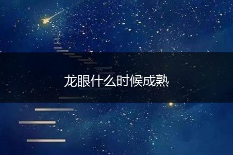 龙眼什么时候成熟