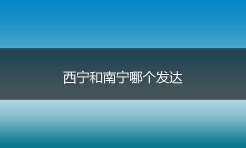 西宁和南宁哪个发达