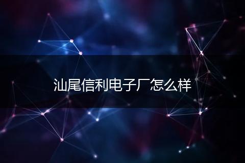 汕尾信利电子厂怎么样