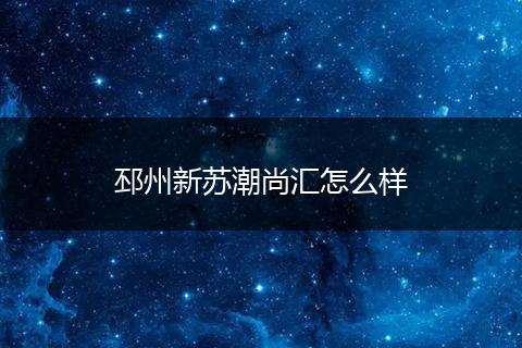 邳州新苏潮尚汇怎么样
