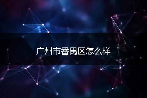 广州市番禺区怎么样