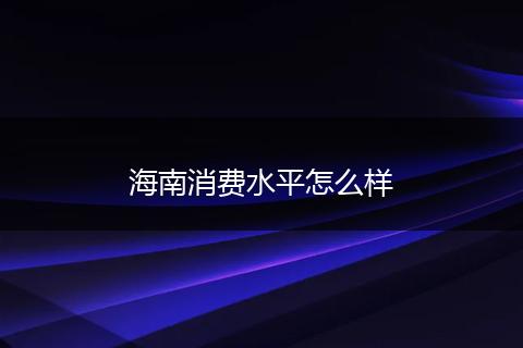 海南消费水平怎么样