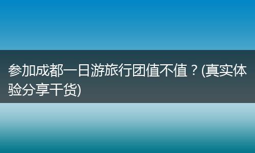 参加成都一日游旅行团值不值？(真实体验分享干货)