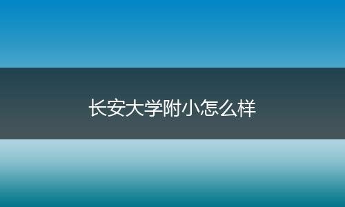 长安大学附小怎么样