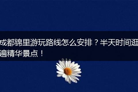 成都锦里游玩路线怎么安排？半天时间逛遍精华景点！