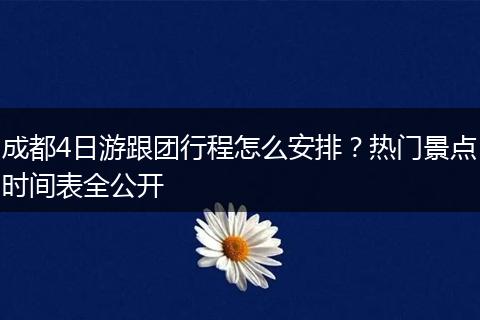 成都4日游跟团行程怎么安排？热门景点时间表全公开