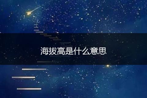 海拔高是什么意思