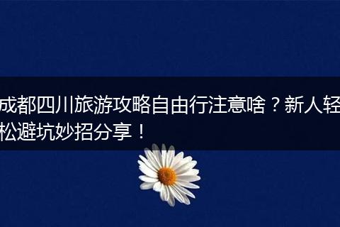成都四川旅游攻略自由行注意啥？新人轻松避坑妙招分享！