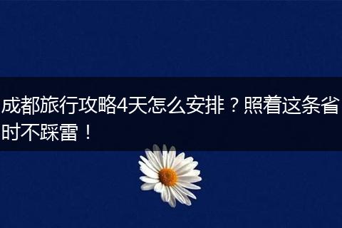 成都旅行攻略4天怎么安排？照着这条省时不踩雷！