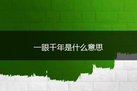 一眼千年是什么意思
