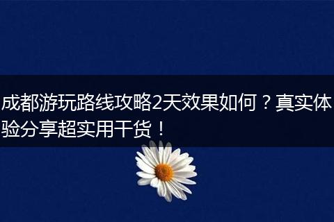 成都游玩路线攻略2天效果如何？真实体验分享超实用干货！