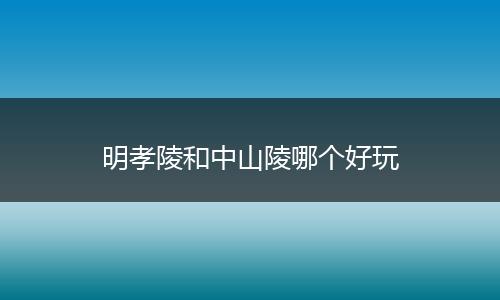 明孝陵和中山陵哪个好玩