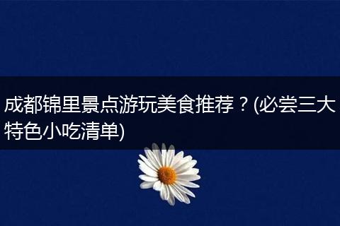 成都锦里景点游玩美食推荐？(必尝三大特色小吃清单)