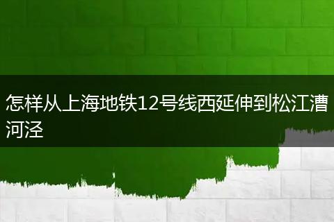 怎样从上海地铁12号线西延伸到松江漕河泾