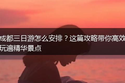 成都三日游怎么安排？这篇攻略带你高效玩遍精华景点