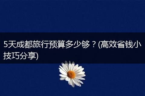 5天成都旅行预算多少够？(高效省钱小技巧分享)