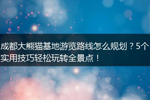成都大熊猫基地游览路线怎么规划？5个实用技巧轻松玩转全景点！