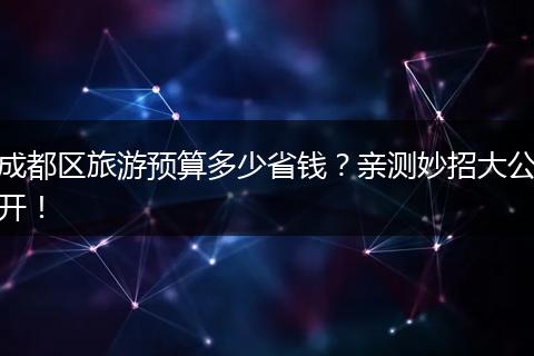 成都区旅游预算多少省钱？亲测妙招大公开！
