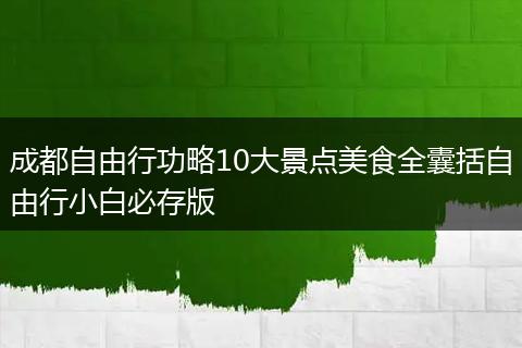 成都自由行功略10大景点美食全囊括自由行小白必存版