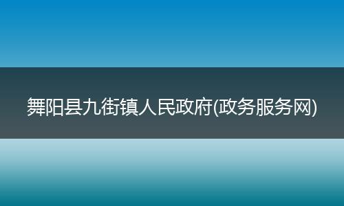 舞阳县九街镇人民政府(政务服务网)