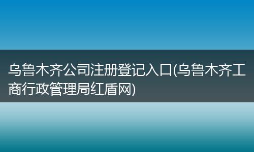 乌鲁木齐公司注册登记入口(乌鲁木齐工商行政管理局红盾网)