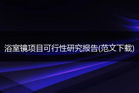 浴室镜项目可行性研究报告(范文下载)