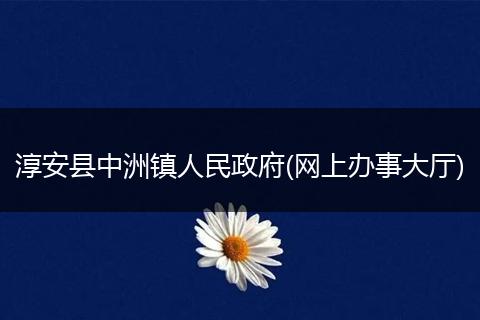 淳安县中洲镇人民政府(网上办事大厅)