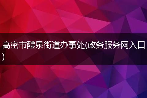 高密市醴泉街道办事处(政务服务网入口)