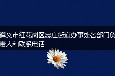 遵义市红花岗区忠庄街道办事处各部门负责人和联系电话