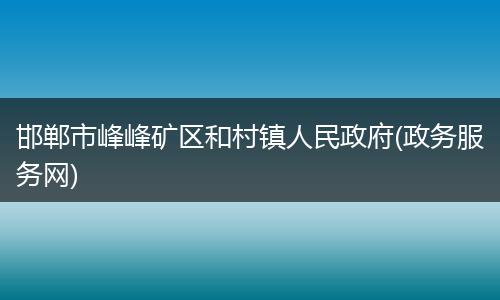 邯郸市峰峰矿区和村镇人民政府(政务服务网)