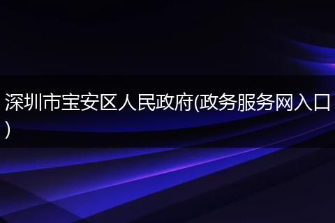 深圳市宝安区人民政府(政务服务网入口)